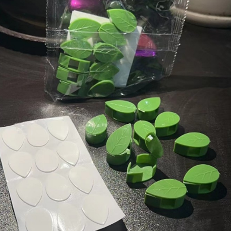10 Uds planta trepadora fijador de pared tipo hoja planta verde dispositivo de fijación Invisible Clip de vid sujetador Snap tracción forma: Blanco