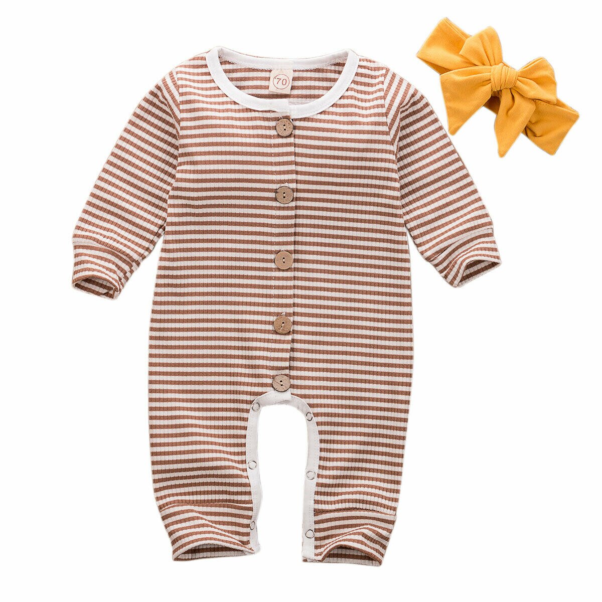 Citgeett Autunno Appena nato Del bambino Della Ragazza del Ragazzo unisex A Righe Pagliaccetto Lungo Maniche Della Tuta Abbigliamento Primavera Abiti Invernali