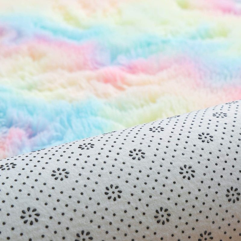 Regnbue plys fluffy tæppe gradient tie-dye plys tæppe stue gulvtæppe gulvmåtte soveværelse sengenet karnap vindue tæppe boligindretning