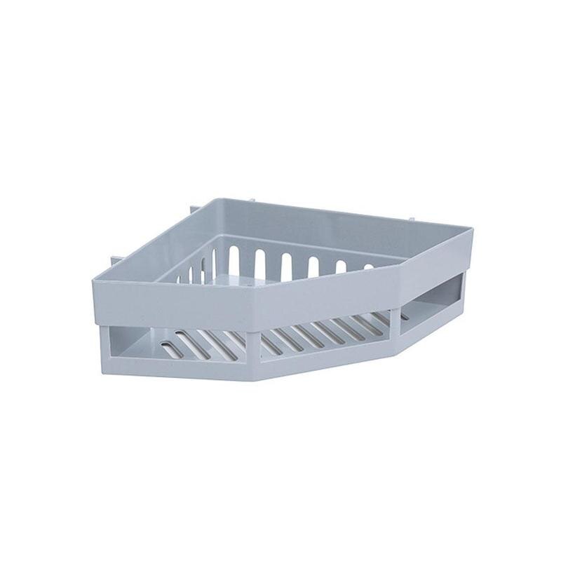 Corner Shelf Seamless Stickers Bathroom Storage Rack Toilet Storage Kitchen Corner Supplies Rack J4J0: Light Grey