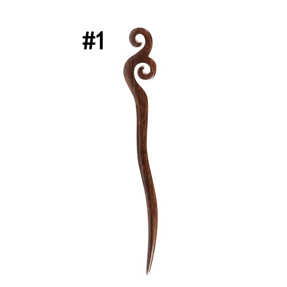 1Pcs Retro Haar Chopstick Vrouwen Onzichtbare Haar Pin Vintage Handgemaakte Gesneden Hout Haarspelden Hair Styling Tool Accessoires Chic: 01