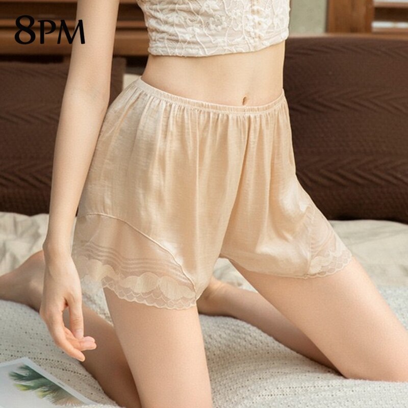 Summer Plus Size Short Sleep Bottoms Women Safety Shorts Satin Lace Shorts High Waist Short Sex Pants ouc122