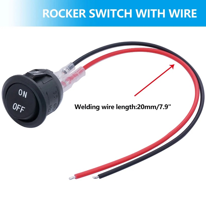 Interruptor basculante redondo de 12V CA 6A/250V 10A/125V SPST 2 pines 2 posiciones interruptor de palanca de encendido/apagado para coche barco automotriz RV negro