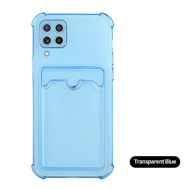 Handyhülle 02 a225f a125f kartenfach für samsung Galaxis  a22 a42 a12 a02, 22  a 12 weicher Stoßstange 42 transparente schutzhülle: A22 / transparent-blau
