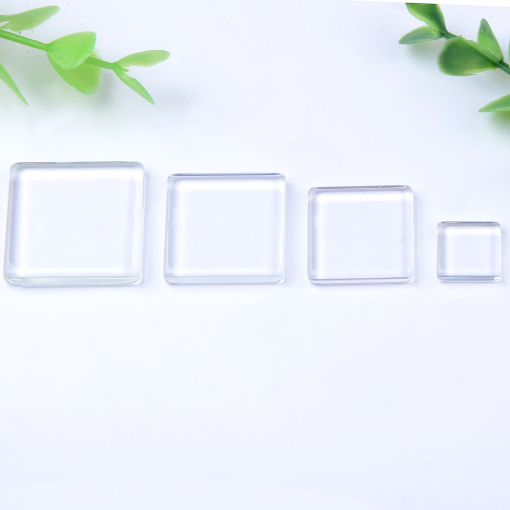 12mm 20mm 22mm 25mm Transparent Beide Seite Flache Quadratische Glas Cabochons Klar Vergrößerungs Für DIY schmuck Machen