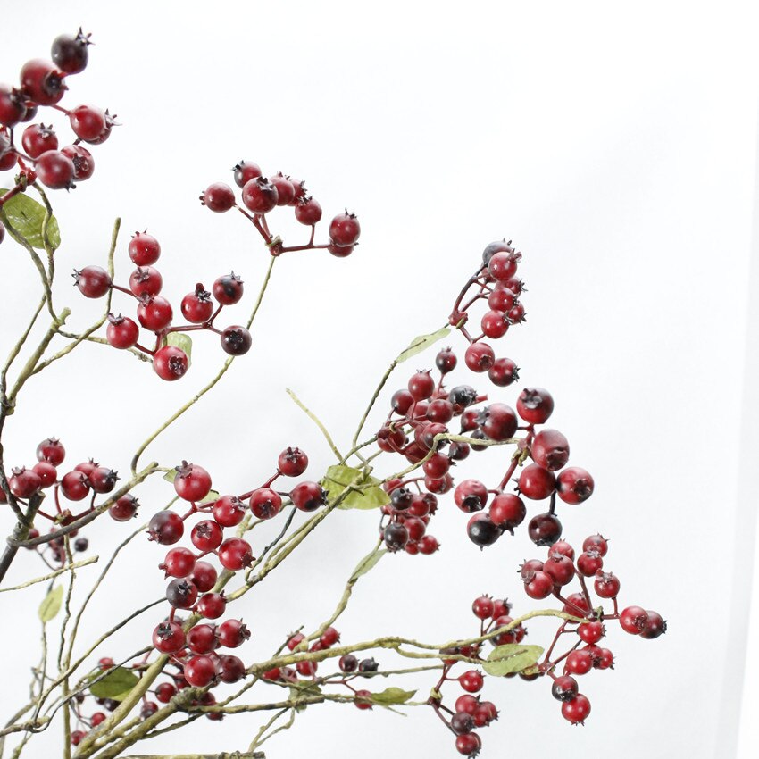 Lang stilk kunstig busk gren gren granatæble frugt blomster hjemmekontor dekoration: Rød