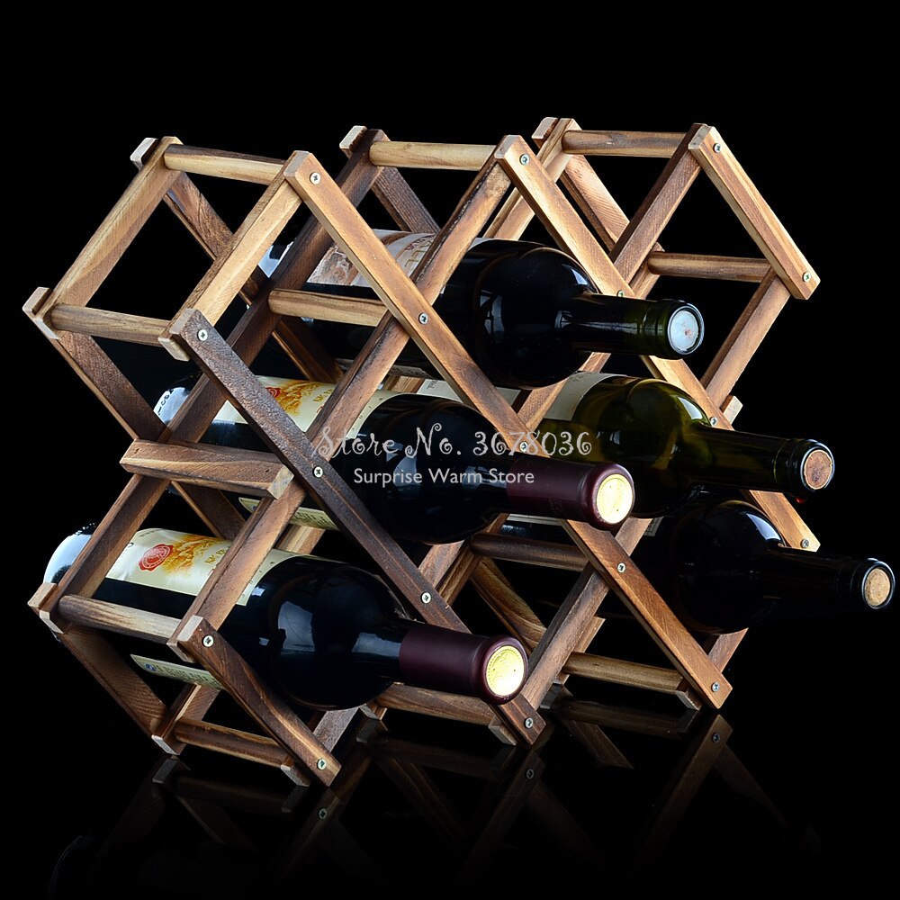 Foldable Wood Wine Rack Wine Rack 3/6/10 Bottle Dotomy Home Folding Wine Rack Organizer Red Wine Holders