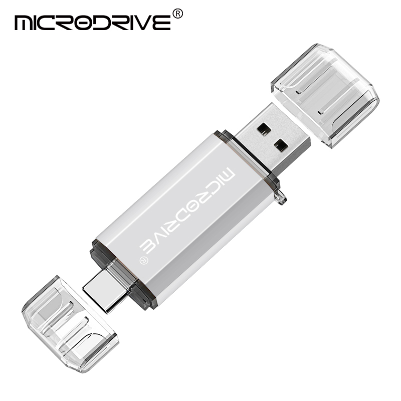 Type C USB Flash Drive OTG 2 IN 1 USB 2.0 Micro USB Pen Drive 128GB 64GB 32GB 16GB 8GB 4GB Pendrive Flash Drive: Silver / 8GB