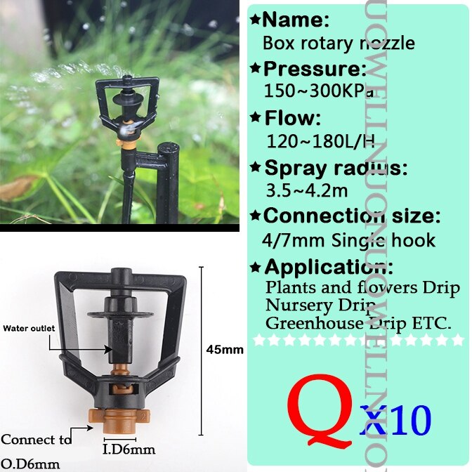 Gewächshaus Bewässerung Düse Garten Bewässerung Zerstäubung Sprinkler Beschlagen Emitter Brechenden Drehbare Düse: Braun