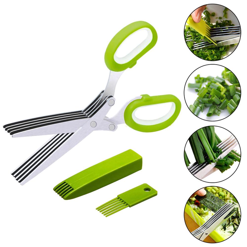 Ciseaux à légumes multi-couches oignon vert, ciseaux de bureau à cinq couches pour déchiqueter le papier, ciseaux à légumes de cuisine: L
