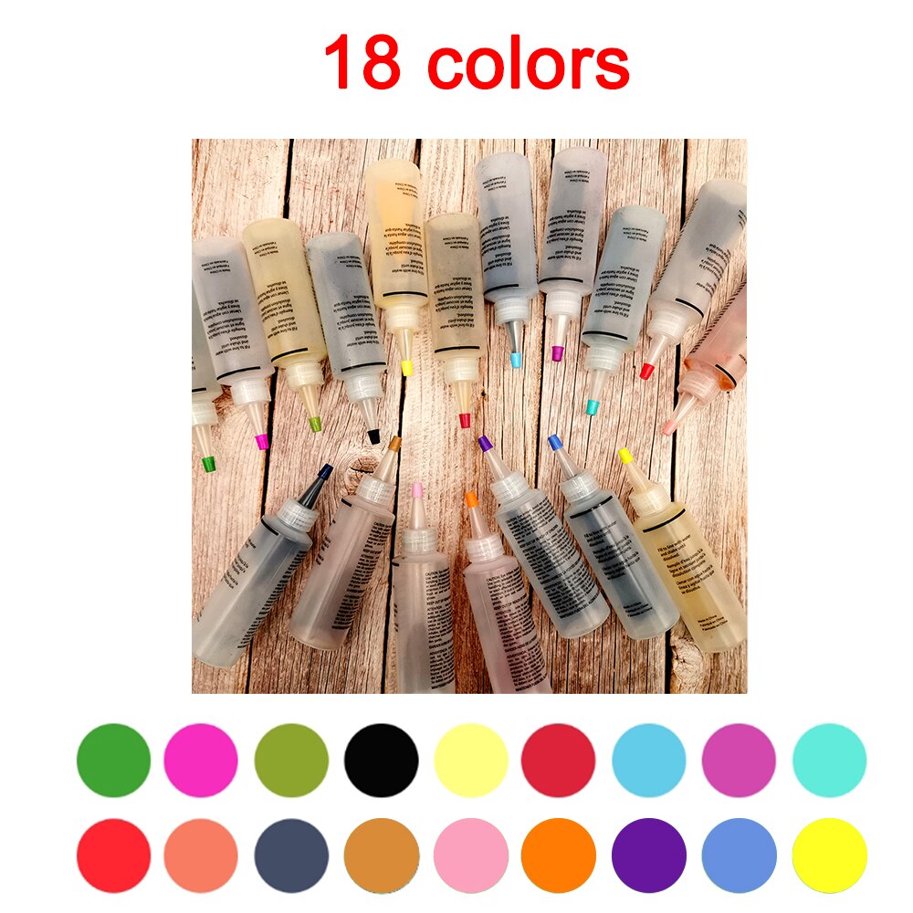 18 stk slipsfarve kit ikke giftigt diy tøj graffiti stof et trin tekstil maling: 18 farver