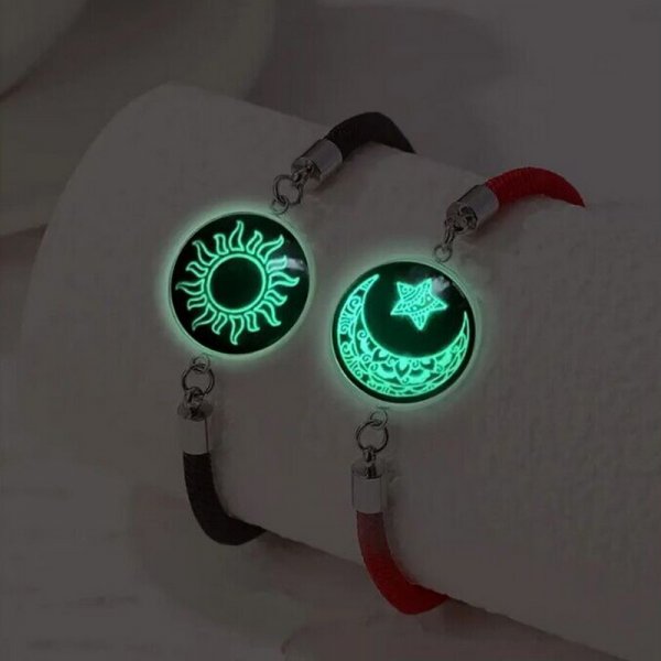 Bracelets de Couple lumineux romantique soleil lune pour femmes et hommes, corde tressée à la main, Bracelet assorti, bijoux de saint valentin: VERMEIL