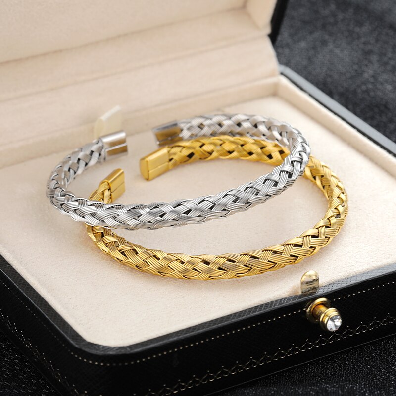 Braccialetti intrecciati in acciaio inossidabile braccialetti da uomo per uomo e donna gioielli regalo braccialetti con chiusura magnetica semplice braccialetti all&#39;ingrosso