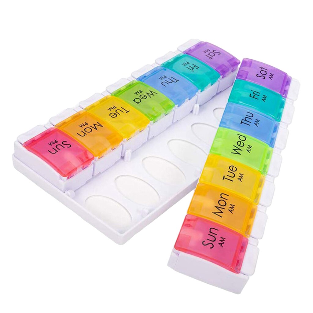 7 Day Weekly Pill Organizer Push Button Dispenser Case Daily