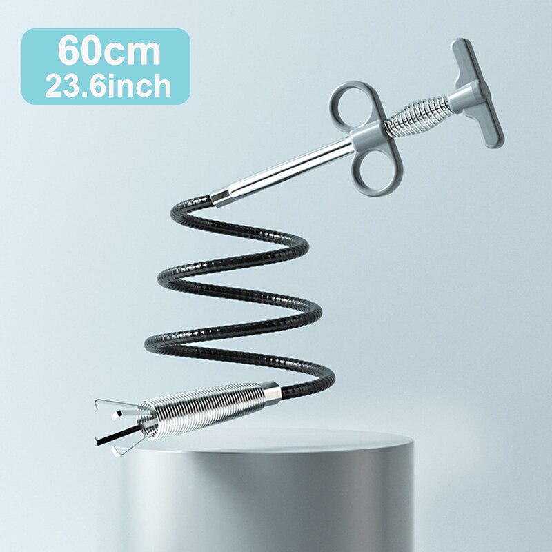 Sewer Pipe Unblocker Serpentine Spring Pipe Dredging Tool Kitchen Sink Bathroom Sewer Cleaning Tool 160cm Kitchen Accessories: 60cm grey