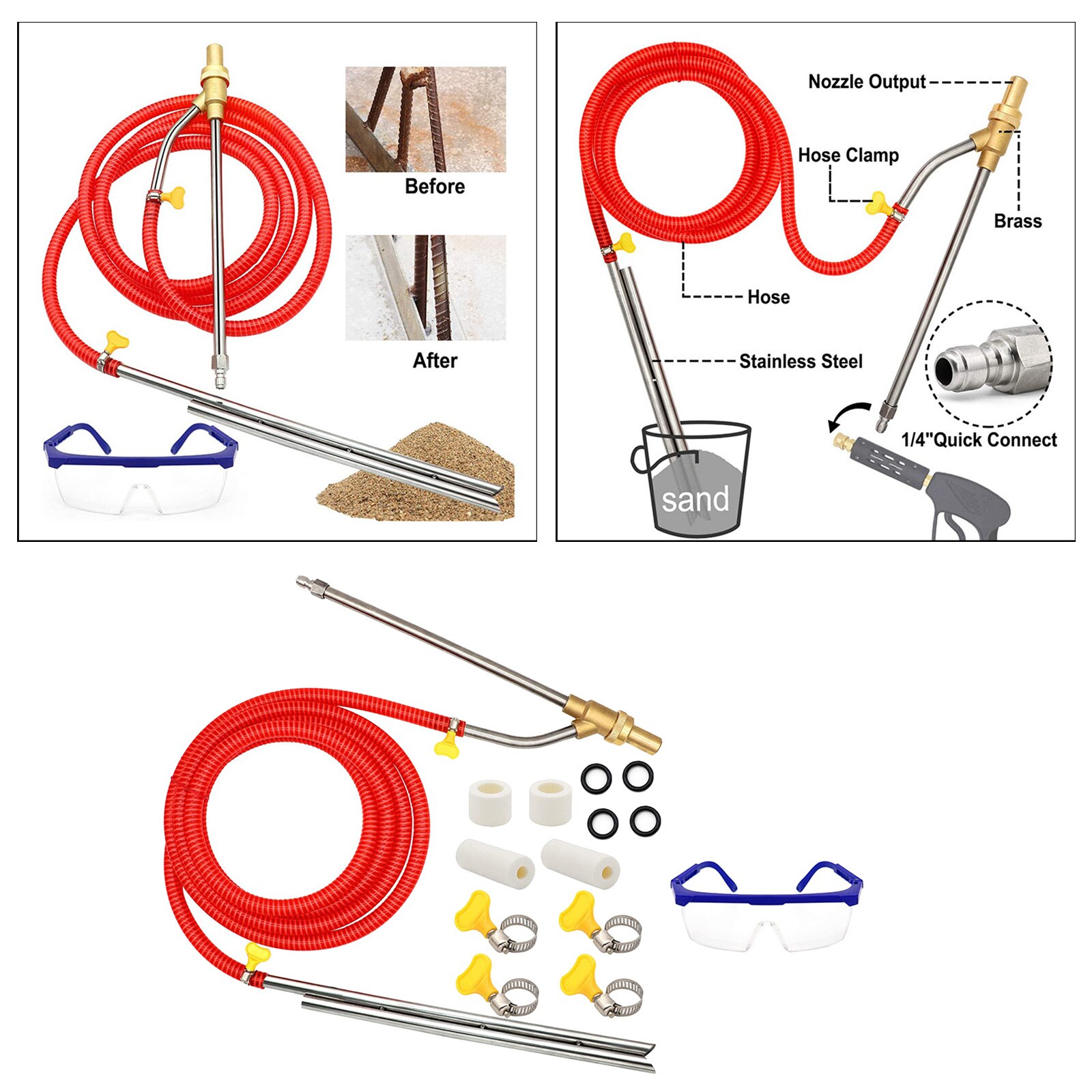 Universal Pressure Washer Sandblasting Kit Wet Remove Rust Graffiti Paint