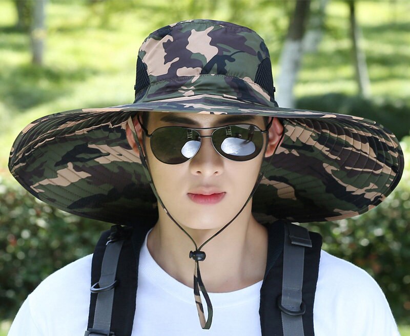 Fishing Hat Man Spring Summer Sun Protection UV Protection Breathable Wide Brim Hat For Fishing And Recreation Sun Cap: 6