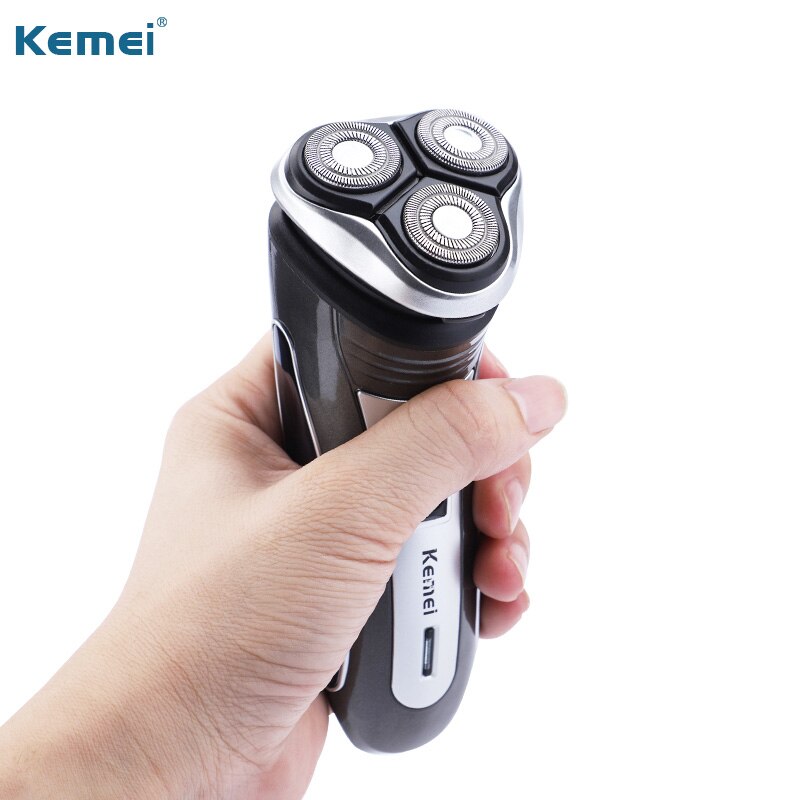 Kemei Electric Shaver Men Razor Rechargeable Beard Shaving Machine Trimmer Hair Cutter: Black / EU Plug