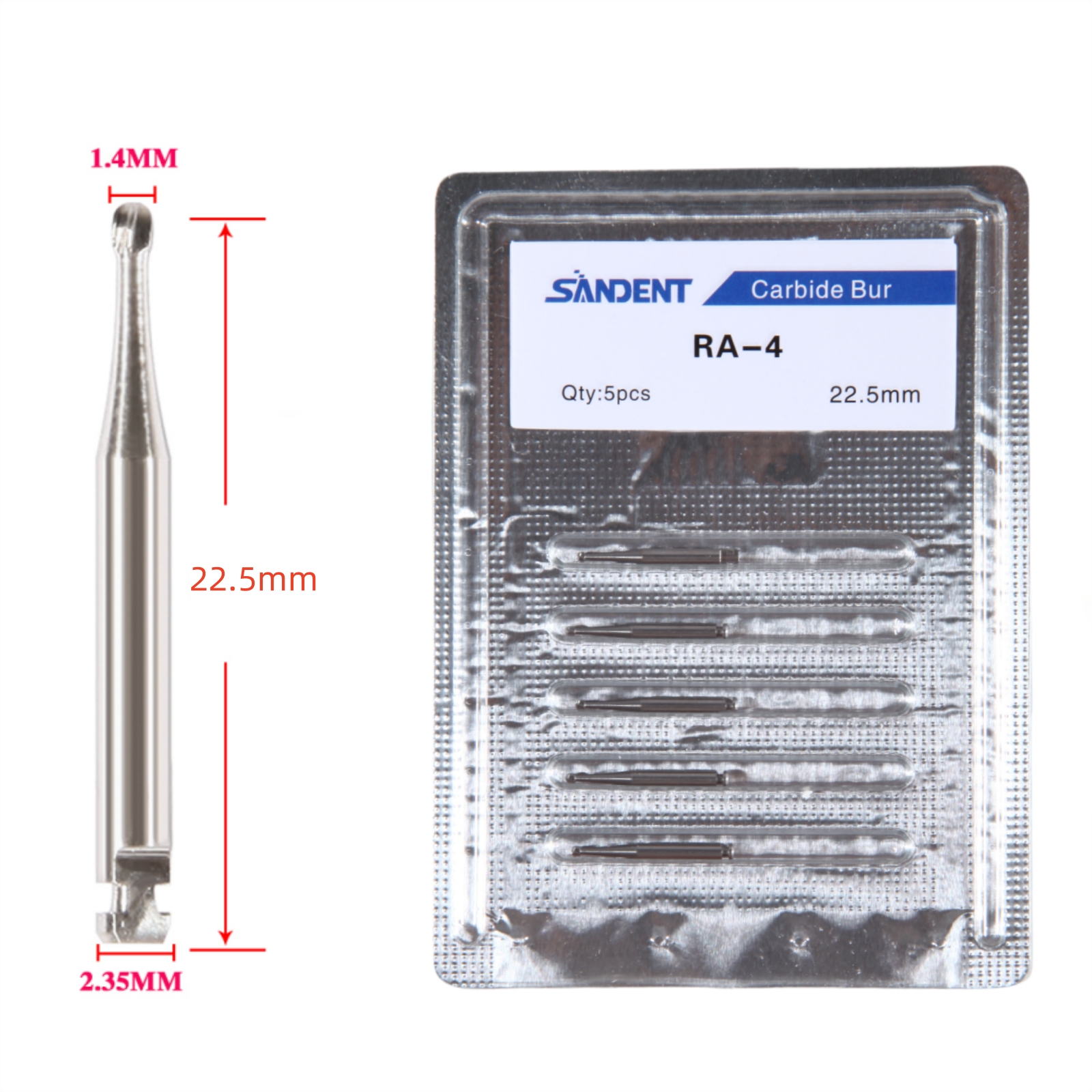 5 unids/caja fresas dentales de carburo de acero de tungsteno cabeza redonda pestillo RA 0,8/1/1,2/1,4/1,6/1,8/2,1/2,3mm para pieza de mano de baja velocidad 2,35mm: Selva Verde