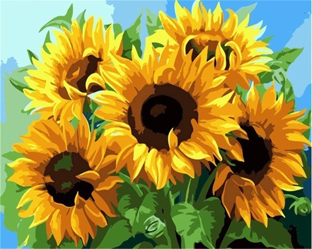 EverShine Painting By Numbers Sunflowers Hand Painted Wall Art Paint Of Numbers Flowers draw canvas Home Decoration: SZES-1023