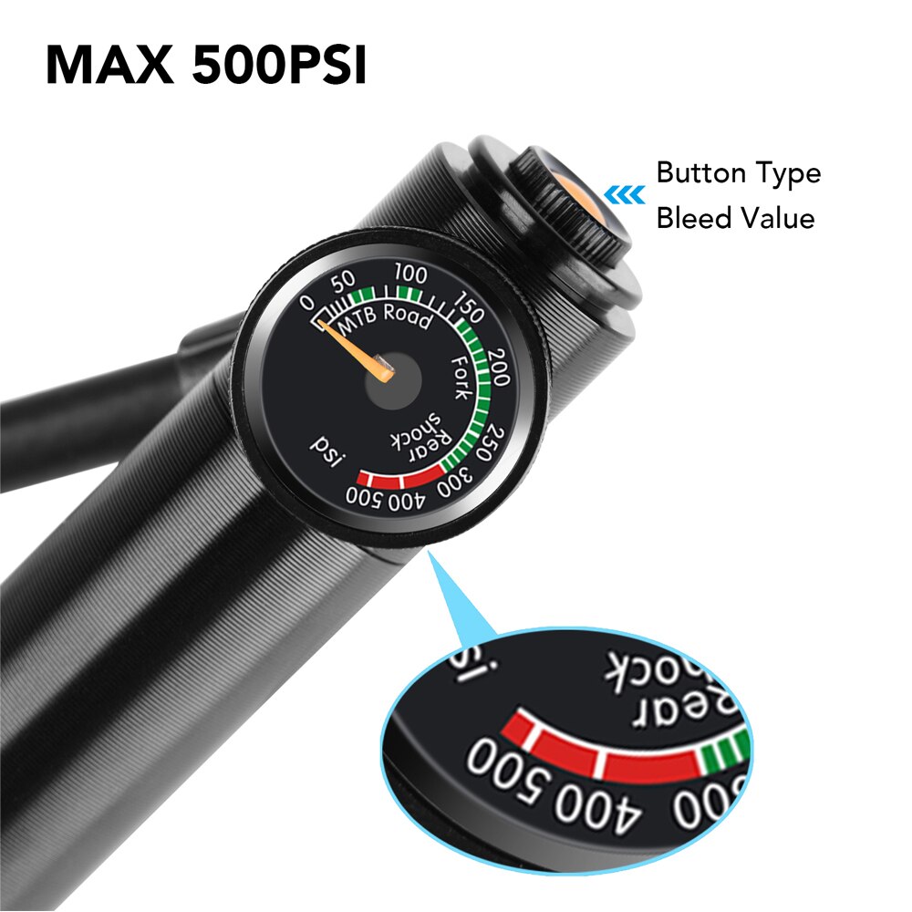 Przenośna wysokociśnieniowa pompka robić roweru 500psi z manometrem robić widelca i tylnego zawieszenia amortyzatora górskiego koła rowerowego