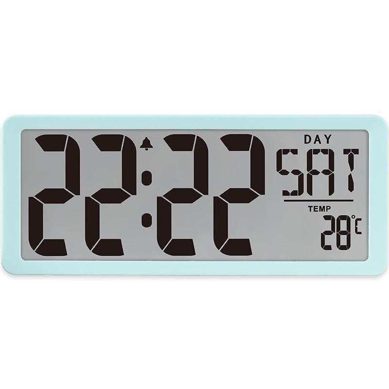 LED Digitale Wanduhr Große Anzahl Zeit Anzeige Alarm Uhr mit Datum Temperatur Tisch Schreibtisch Uhr Elektronische Uhren Wohnkultur: Blau