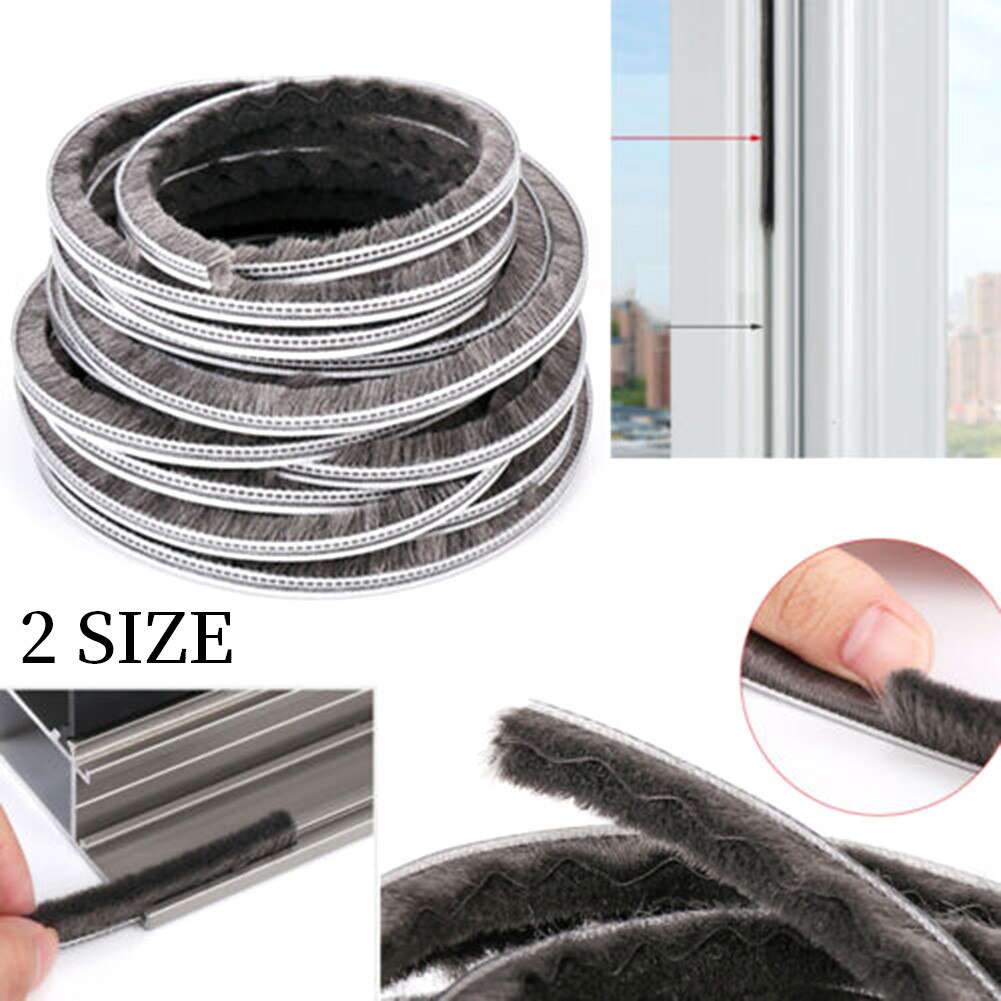 10M Hairy Seal Brush Pile Window Sliding Door Weather Strip Draught Excluder Dustproof, Windproof, Soundproof, Insect Proof