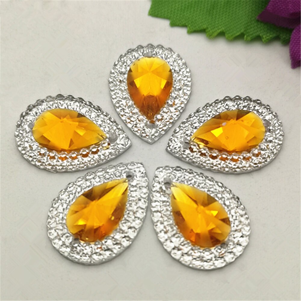 Diy 20 Stuks Mix 13Mm * 18Mm Resin Vorm Plaksteen Strass Bruiloft Decoratie: Yellow 20pcs