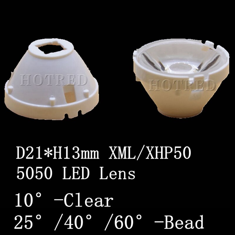 1 stks CREE XML LED XML2 LED XHP50 LED 5050 Lens 21mm wit houder 10/25/45 /60 graden LED LENS/Reflector Collimator: 10 Degree / 21mm White Holder