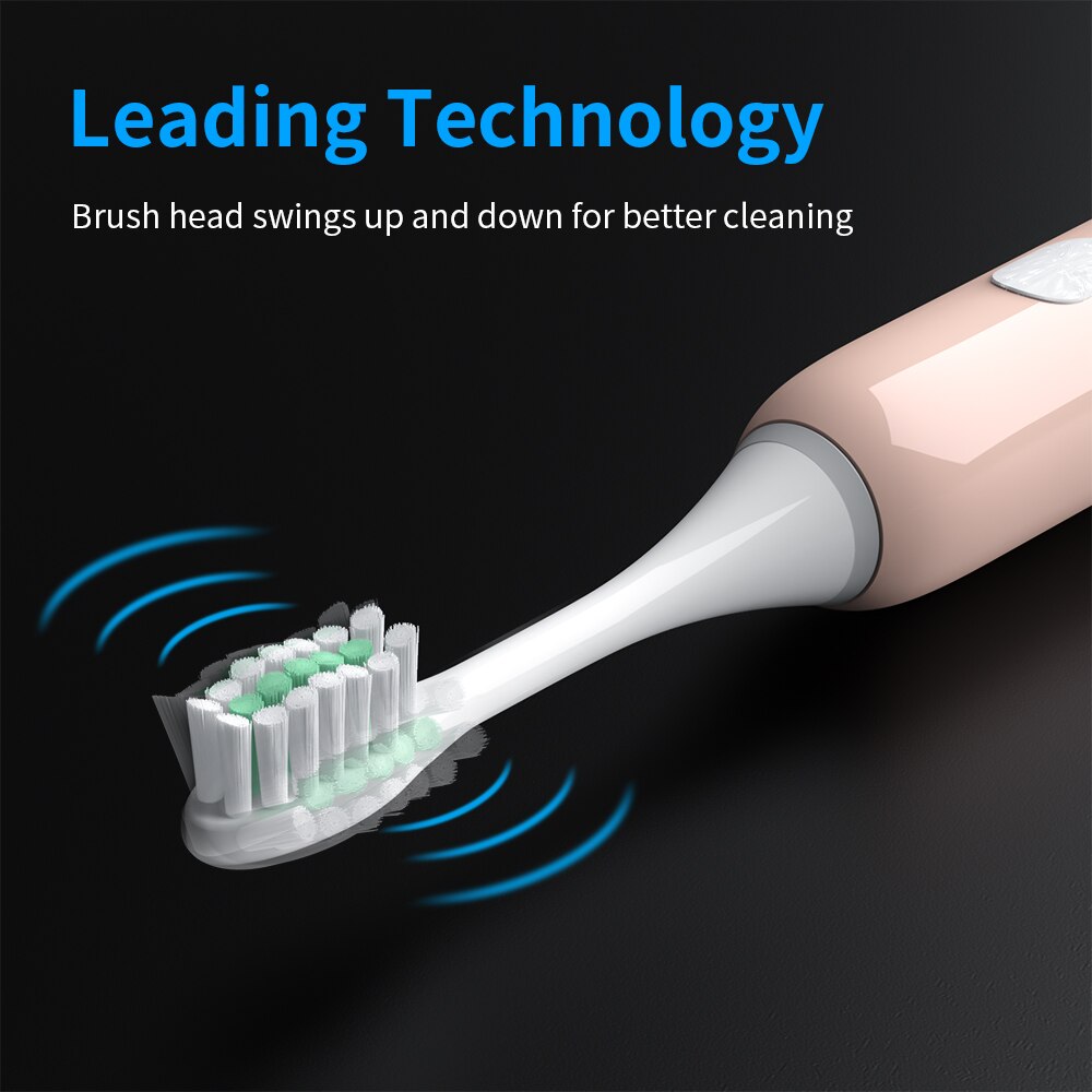 Nouvelle brosse à dents électrique adulte vague sonique Rechargeable IPX7 étanche puce intelligente brosse à dents tasse tête USB Rechargeable clair 40