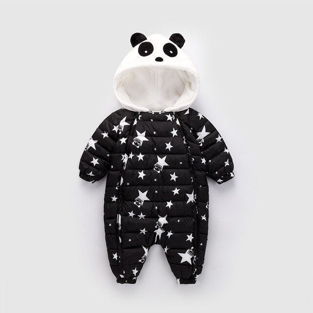 Winter Panda Baby Romper Turnpakje Jumpsuits Pasgeboren Mode Eend Donsjack Kind Sneeuw Pak: gray / 3M