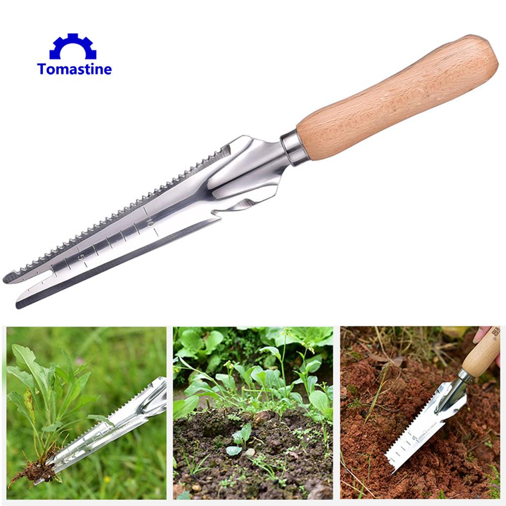 Escardador de jardín de acero inoxidable, de 19cm Dibber herramienta de mano, pala de deshierbe de jardinería con mango ergonómico para siembra y deshierbe