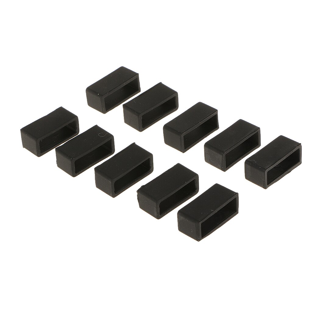 10 pièces montre bracelet boucle cerceau noir PVC Silicone caoutchouc boucle support de retenue 20mm