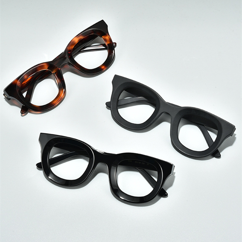 Vintage matt tykk acetat firkantet briller innfatning menn kvinner trendy briller koreansk håndlaget retro helinnfatning briller
