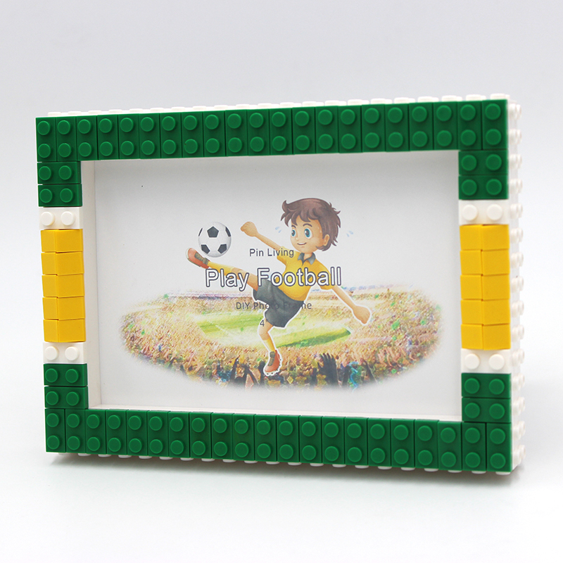 1 Stück FußBall-Fotorahmen, Farbblock-DIY-Bilderrahmen für Heimdekoration, Bühneneinstellung, Charakterkombination: 7 Zoll / Grün