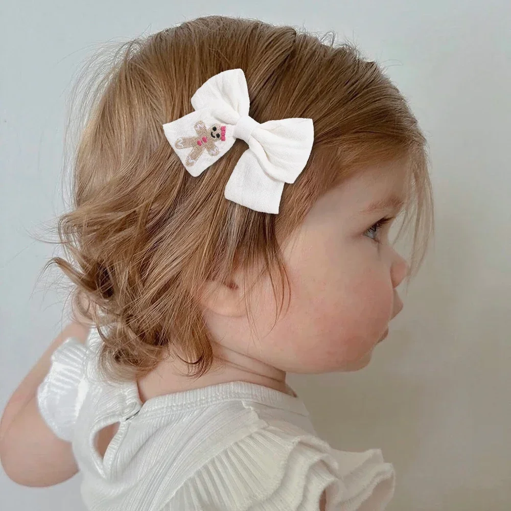 Oaoleer, 2 uds., pinzas para el cabello con lazos bordados para niñas, horquillas con lazo de alce y girasol, pasadores para niños, accesorios coreanos para el cabello