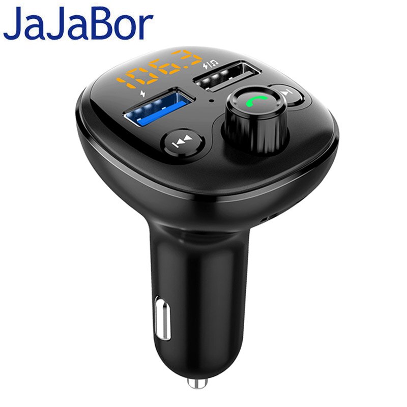 JaJaBor Bluetooth Wagen Bausatz Freisprechen FM Sender Bluetooth 5,0 QC3.0 schnell aufladen Dual USB Auto Ladegerät