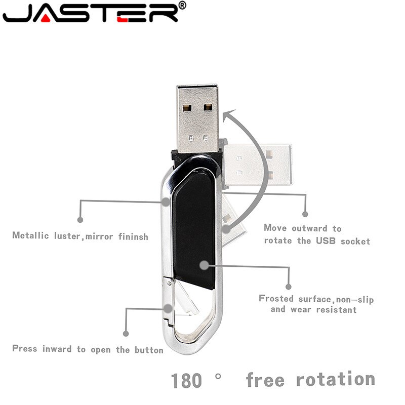 JASTER skóra USB2.0 karabinek pendrive biznes Flash Drive 4GB 8GB 16GB 32GB 64GB 128GB moda prezent darmowa wysyłka