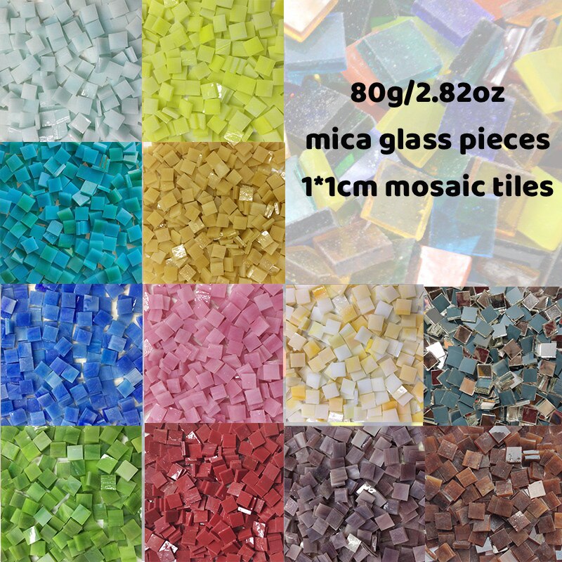 80G/2.82Oz (110 Stuks) 1Cm Vierkante Gekleurde Glas Spiegel Mozaïek Tegels Art Glas Ambachten Materialen Diy Bulk Mica Decoratie