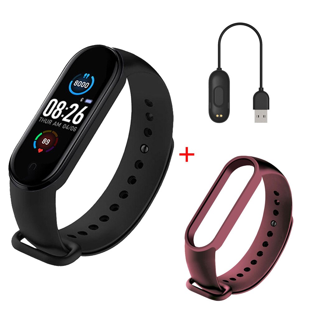 Smart Horloge Vrouwen Mannelijke Fitness Tracker Bloeddruk Smartwatch Mannen Sport Horloges Valentijnsdag Cadeau Voor Vrouw: Red Wine Black