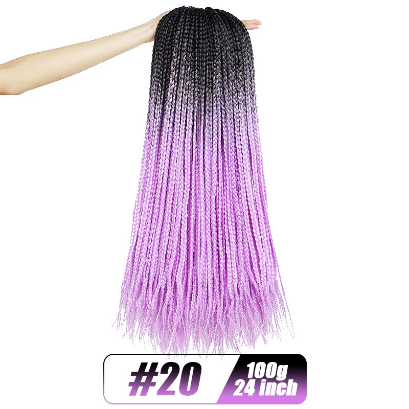 19 Color Crochet Hair Ombre Box Braids 24 Inch Zizi Braiding Hair Pre Stretched Kanekalon Synthetic Hair Extension For Braids: M#Red