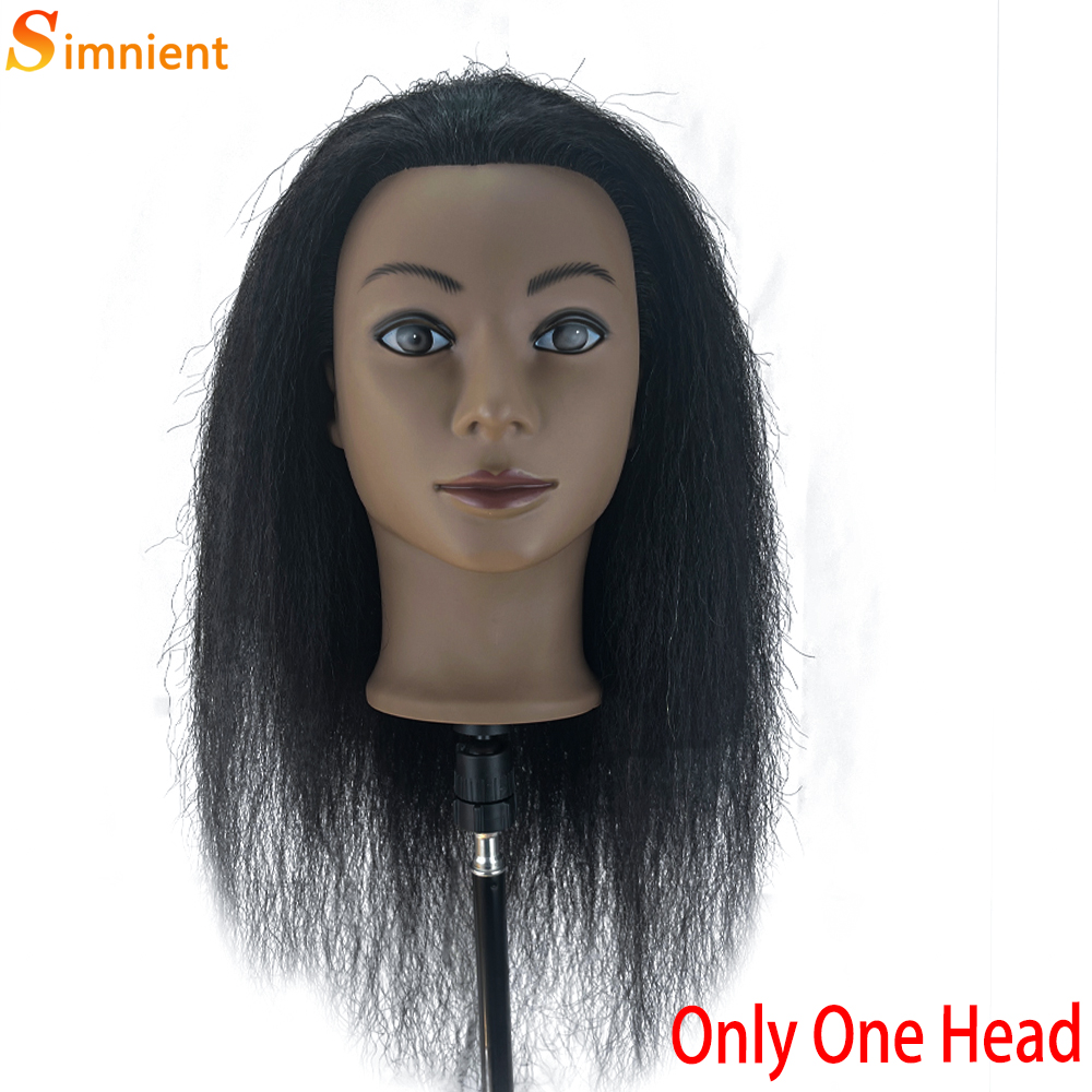Cabezas de Maniquí Afro para trenzar muñecas de pelo Maniquí, modelo de peluquería de entrenamiento humano Real, Kit de peluquería Natural para mujeres, pelucas: Pistola de metal