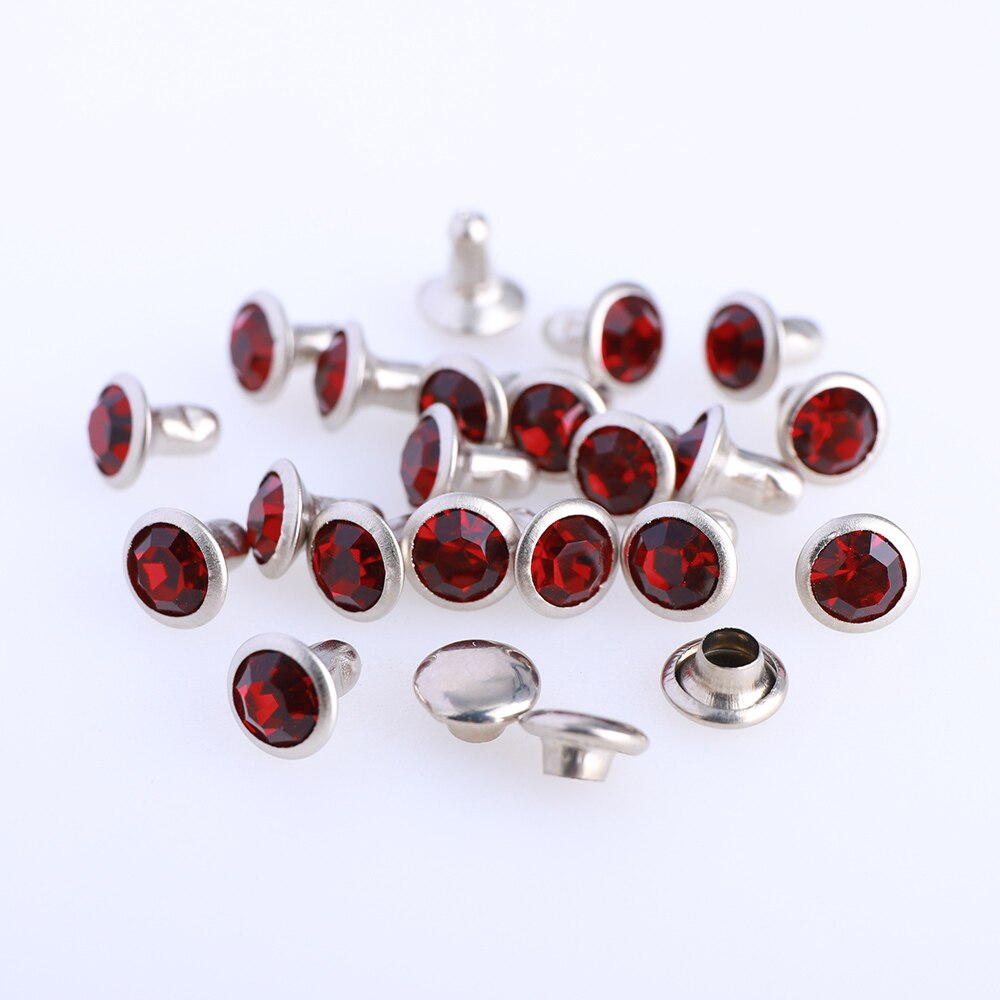 Juego de tachuelas de diamantes de imitación para manualidades, juego de tachuelas de Cristal AB de 6/8mm para manualidades, bolsa de ropa, broca de cuero, 100