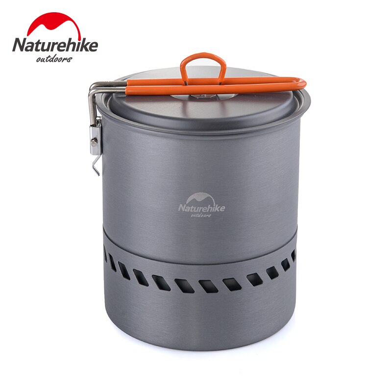 Naturehike Warmte Verzamelen Warmtewisselaar Pot 1.5L Camping Backpacken Hard Aluminium Pot Met Vouwen Handvat Rapid Kook Billy Kan