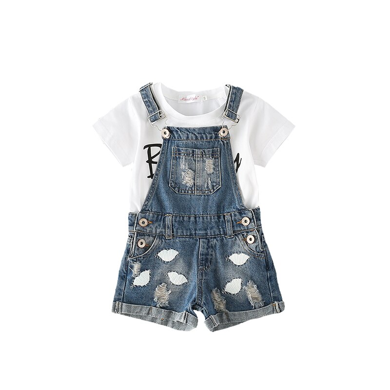 Meisjes Overalls Zomer Kind Baby Shorts Gat Jeans Grote Kind Sling Broek Tij