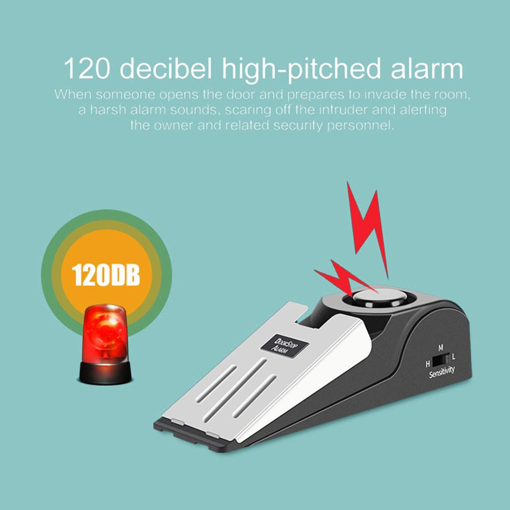 Mini Wireless Vibration Triggered Wedge Shaped Door Stopper Alert Home Security System Door Stop Alarm Block Blocking System