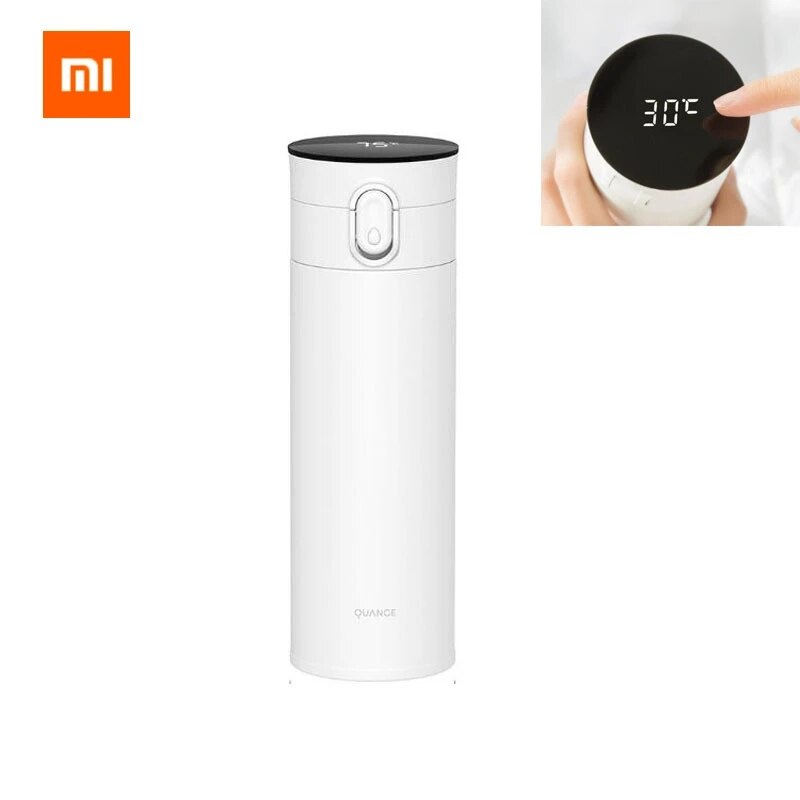 Xiaomi Quange 316 Rvs Thermos Vacuüm Cup Thermosflessen Temperatuur Display Thermoscup Een Knop Flip Coverb 400Ml
