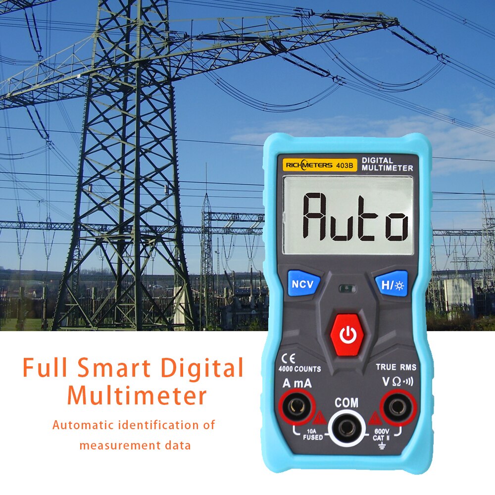 RM403B Automatic Digital Multimeter Auto Range True-RMS NCV 4000 Counts AC/DC Voltage Current Ohm Test Tool Smart Backlight
