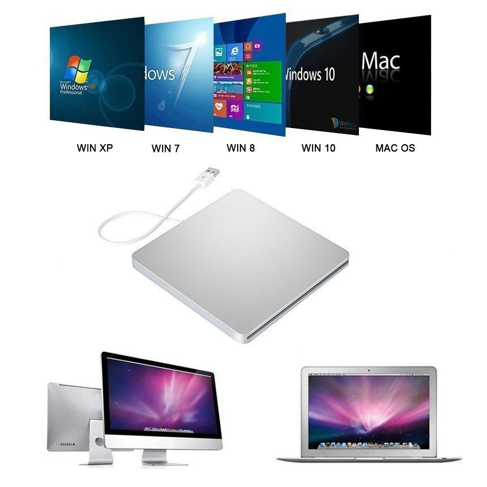 Usb 2.0 ekstern cd dvd rom rw afspiller brænder drev til macbook air pro til imac til mac win 8 bærbar notebook pc computer
