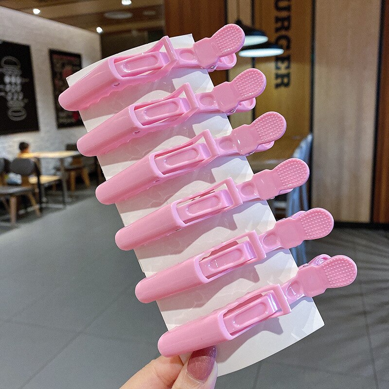 6/9 Pcs Professionele Alligator Haar Clip Klemmen Kapsalon Hair Grip Crocodile Kappers Haar Stijl Kappers Clips: Pink-6Pcs